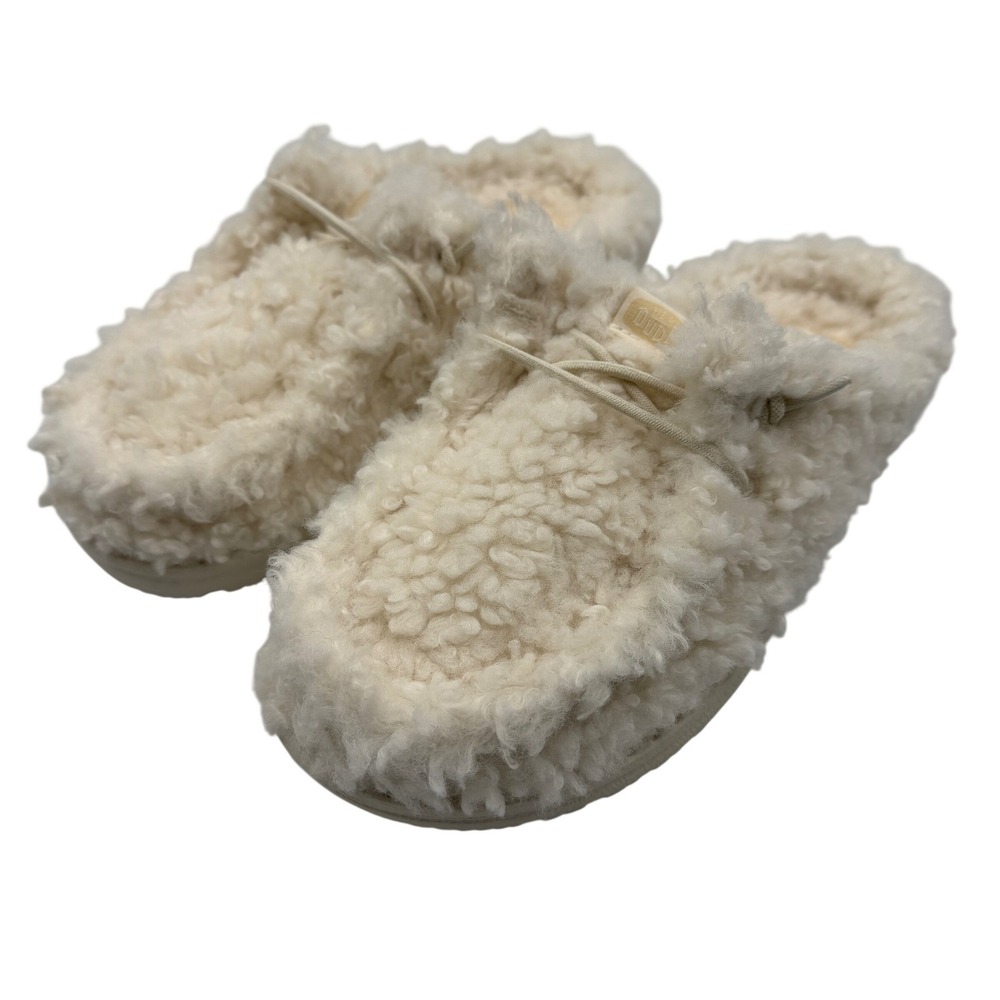 Hey Dude Wendy Slipper Women Size 10 Egret White New Faux Shearling 44170-0LA - Picture 2 of 9